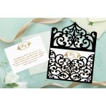 Indás borítékos esküvői meghívó, lézervágott