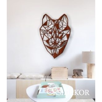Geometrikus farkas falikép fából