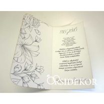 Kinyitható, virágmintás esküvői meghívó