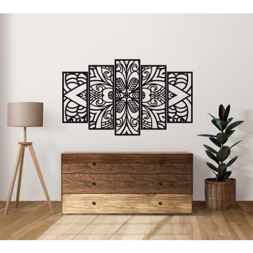 Mandala falikép fából , 5 részes