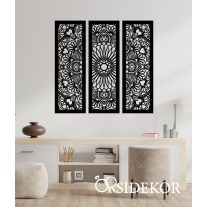3 részes Mandala falikép fából