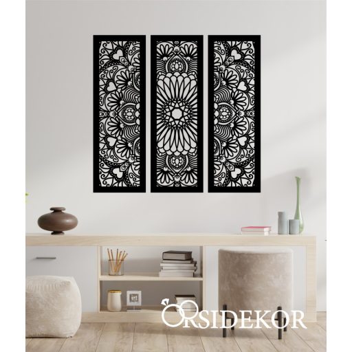 3 részes Mandala falikép fából