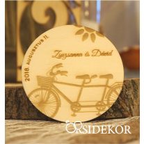 Köszönetajándék fából - poháralátét tandem bicikli