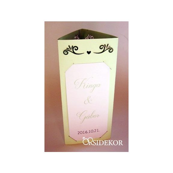 Menüháromszög szívvel és indamintával