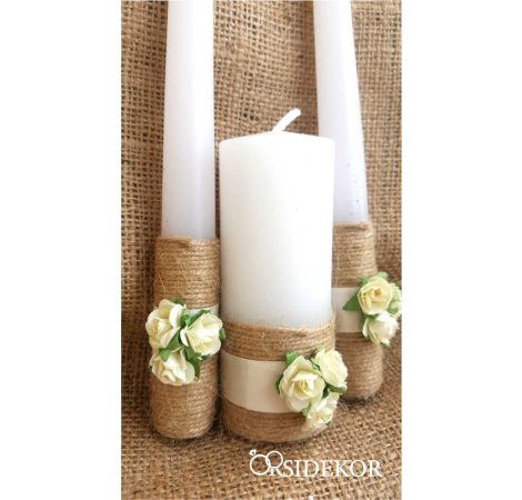 Gyertyaszett polgári szertartásra, vintage