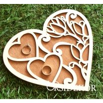 Különleges 3D fa gyűrűhordozó szív