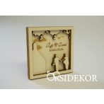 Friss házasok 3D hűtőmágnes fából