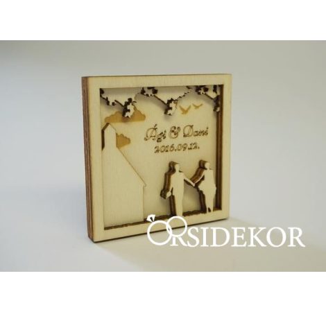 Friss házasok 3D hűtőmágnes fából Friss házasok 3D hűtőmágnes fából