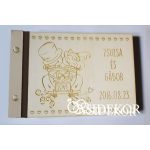 Esküvői vendégkönyv autós, fa borítású