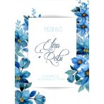 Esküvői meghívó kék virágos többféle mintával