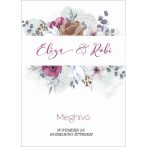 Klasszikus fehér esküvői meghívó virágmintával