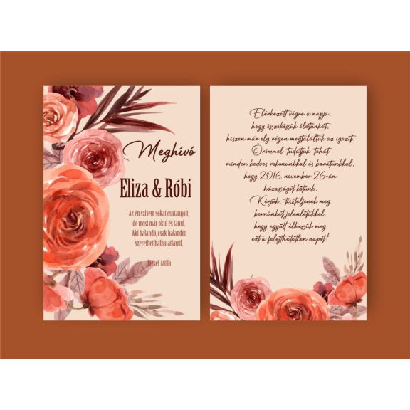 Esküvői meghívó virágos többféle mintával