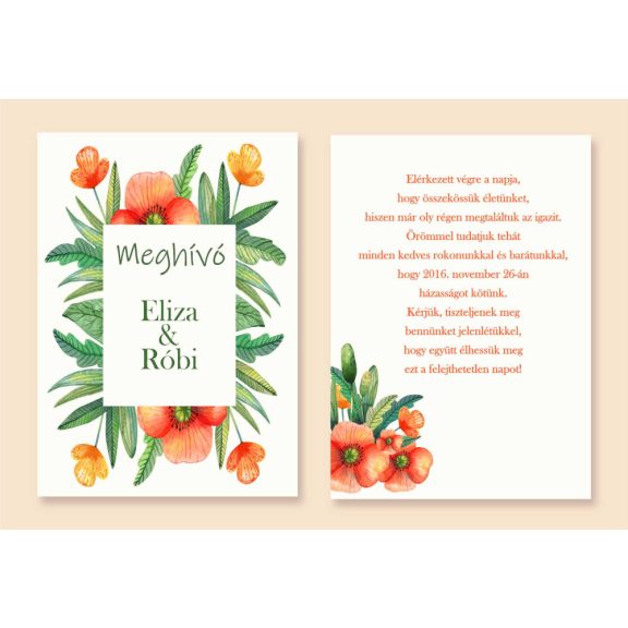 Esküvői meghívó virágos többféle mintával
