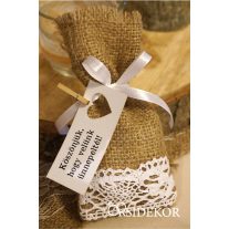   Szerelem juta zsákocska cukrozott mandulával, csokiszívvel