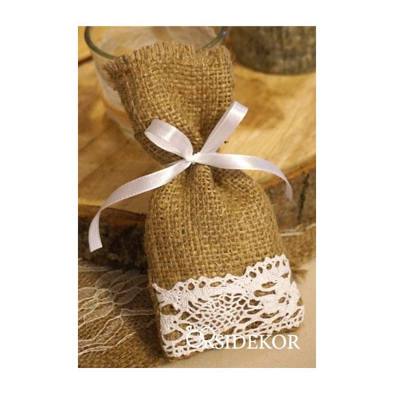 Szerelem juta zsákocska cukrozott mandulával, csokiszívvel