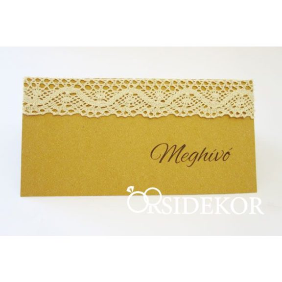 Esküvői meghívó csipkével, szalaggal és masnival