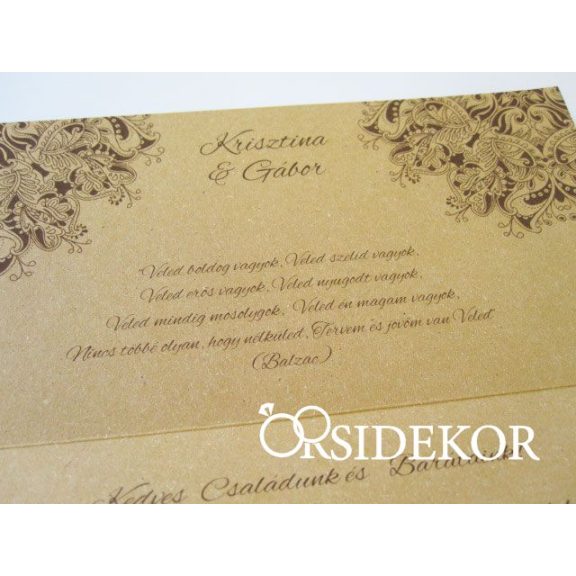 Esküvői meghívó csipkével, szalaggal és masnival