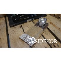   Esküvői zsákvászon evőeszköztartó - Juta evőeszköztartó csipkével