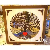 Lakat ceremónia - fa tábla, piros szív lakattal