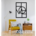 Geometrikus HOME absztrakt falikép fából