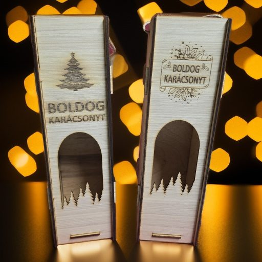 Fa boros doboz - karácsonyi egyedi szöveggel akár