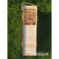   Gravírozott esküvői boros doboz - Menyasszony - szülőköszöntő ajándék