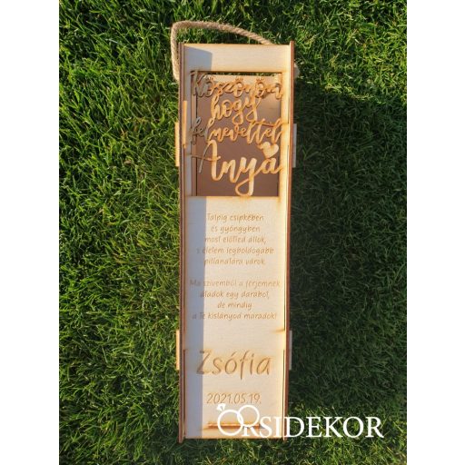 Gravírozott esküvői boros doboz - Menyasszony - szülőköszöntő ajándék