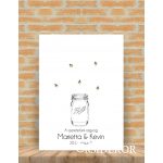 Ujjlenyomat fa mézes - esküvői vendégkönyv