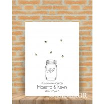 Ujjlenyomat fa mézes - esküvői vendégkönyv