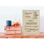 Nagymama konyhája, Ajándék tábla gravírozott