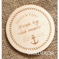 Esküvői köszönőajándék, poháralátét, kerek hajós