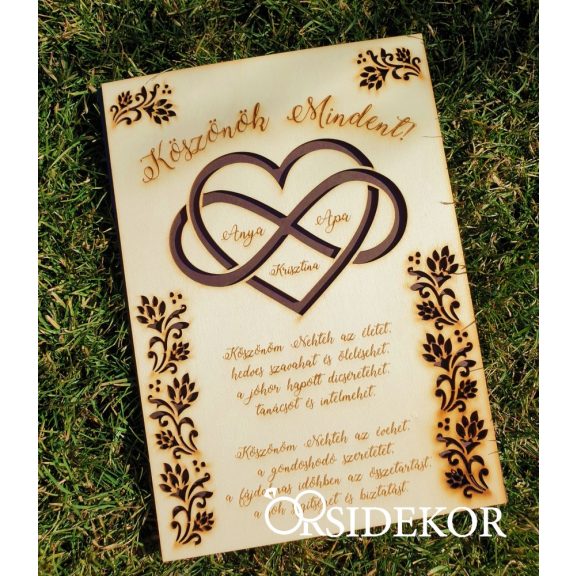 Szülőköszöntő fa tábla dekoráció