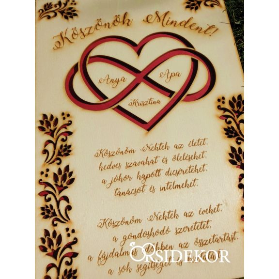 Szülőköszöntő fa tábla dekoráció