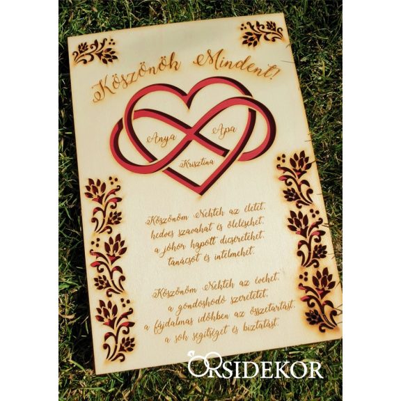 Szülőköszöntő fa tábla dekoráció