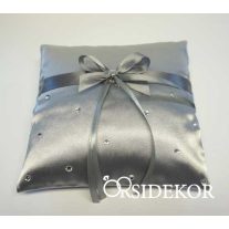 Ezüst gyűrűpárna strasszokkal és szalaggal