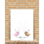 Ujjlenyomat fa madárkás - esküvői vendégkönyv