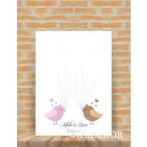 Ujjlenyomat fa madárkás - esküvői vendégkönyv