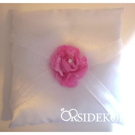 Gyűrűpárna szalaggal és csillámos virággal - több színben