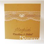   Esküvői meghívó csipkével, szalaggal és gyöngy masnival