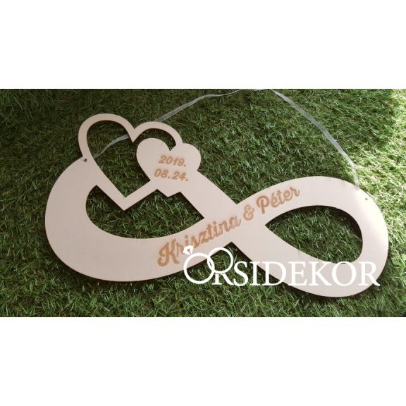 Felakasztható végtelen jel esküvőre - névvel ellátott