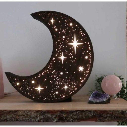 Hold éjjeli lámpa, fából