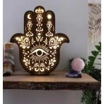 Hamsa _Mandala éjjeli lámpa, fából