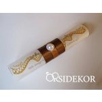 Pausz esküvői meghívó szatén szalaggal és gyönggyel