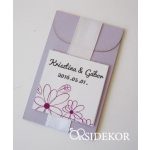 Virágmag papírtasakban szalaggal díszítve