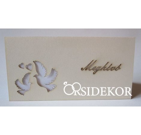 Galambos áttört mintás esküvői meghívó