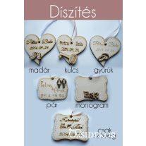 Kísérőcédula fából többféle díszítéssel