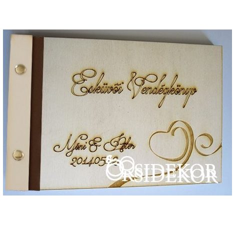 Esküvői vendégkönyv, fa borítású Esküvői vendégkönyv, fa borítású