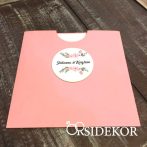 Kétoldalas, virágos esküvői meghívó papírtokban