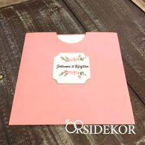 Kétoldalas, virágos esküvői meghívó papírtokban