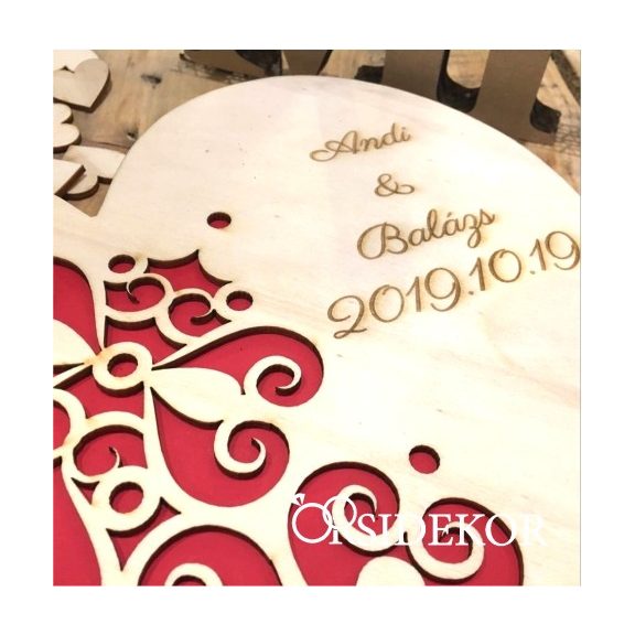 Esküvői vendégkönyv áttört mintával és gravírozott felirattal